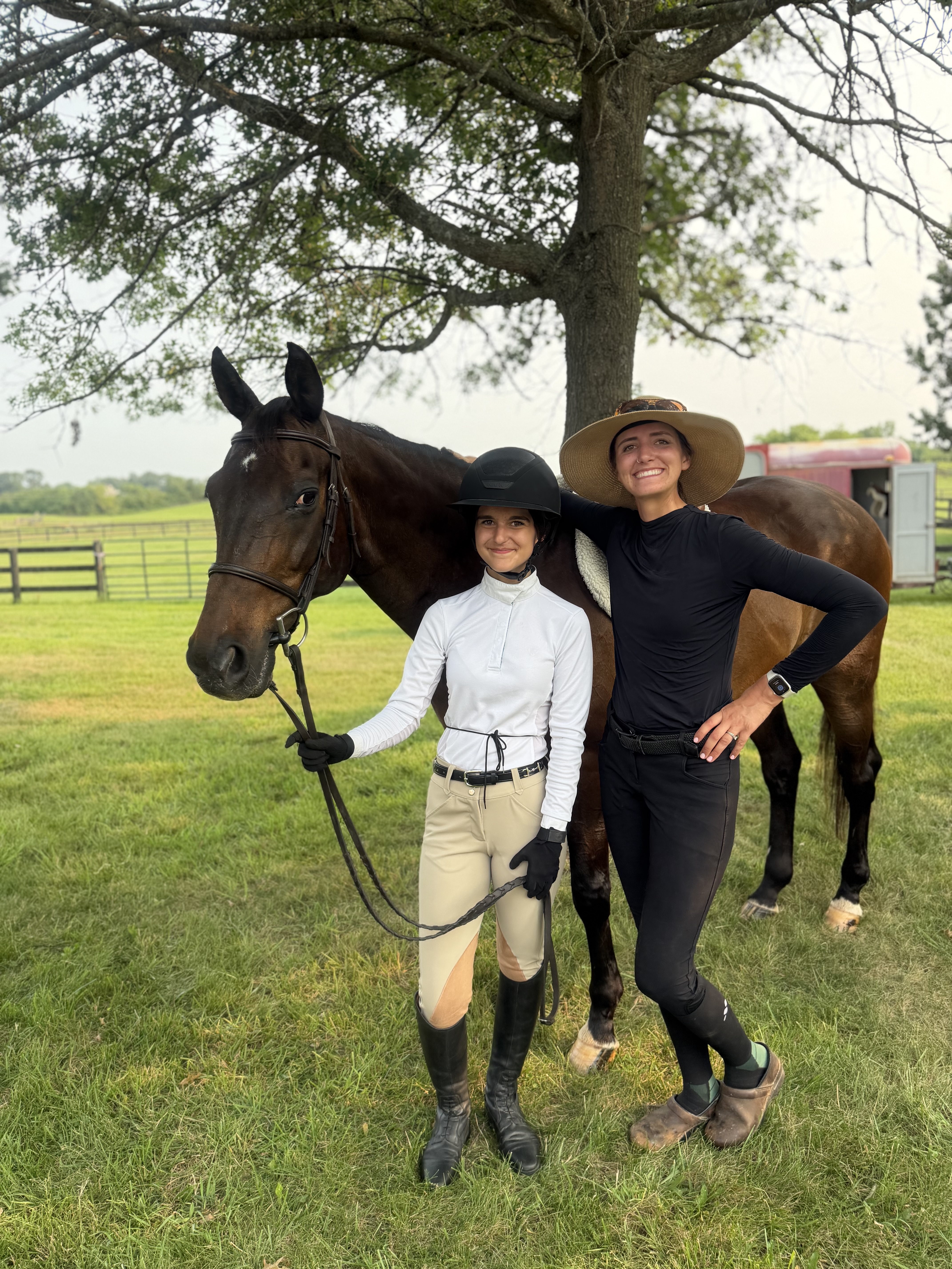 Two Cudo students practicing balance on their lesson horses